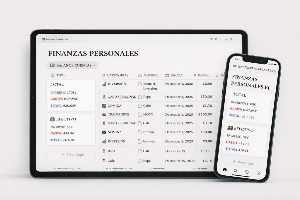 Control Financiero Mensual en Notion + Atajo para iPhone