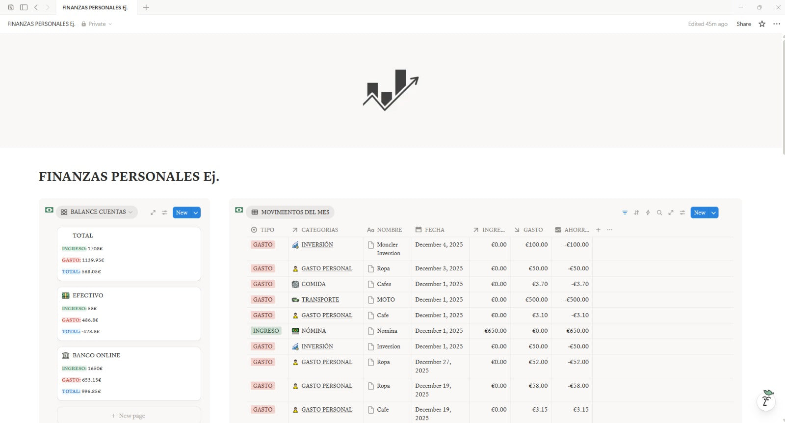 Control Financiero Mensual en Notion + Atajo para iPhone