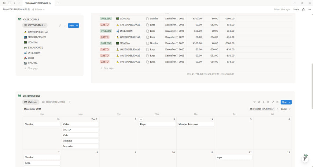Control Financiero Mensual en Notion + Atajo para iPhone